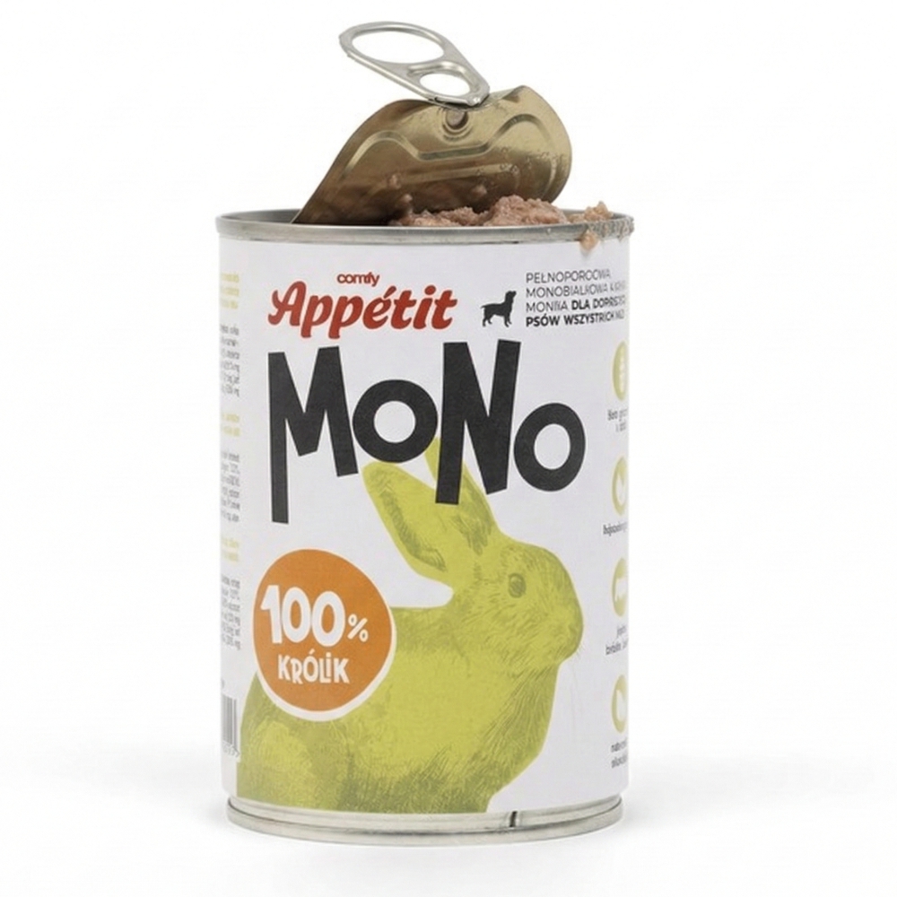 Comfy Appetit Mono Królik Monoproteinowa Karma Mokra Dla Psa Puszka Zestaw 3 sztuk 400g